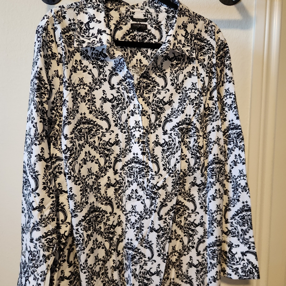 Black and White Patterned Button-Up Shirt